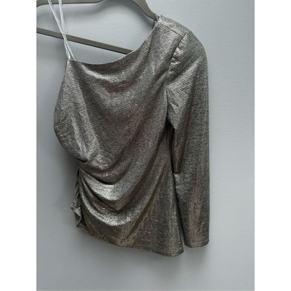 Adrianna Papell One Shoulder Metallic Top, Size 2